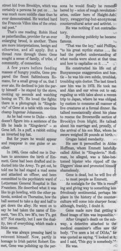 John Koch remembers his college friend Emmett Grogan – Diggers Docs